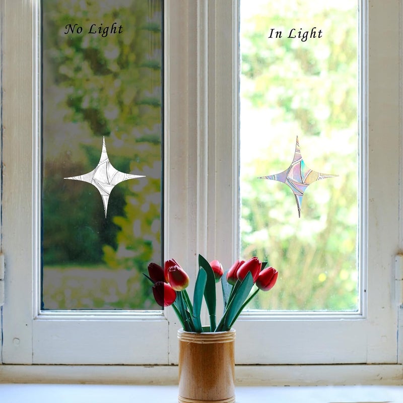 EACILLES 60 Pieces Static Window Clings Anti Collision Window Decals for Bird Strikes, Glass Door Window Stickers, Stop Birds Flying into Windows, Star Style - Image 2